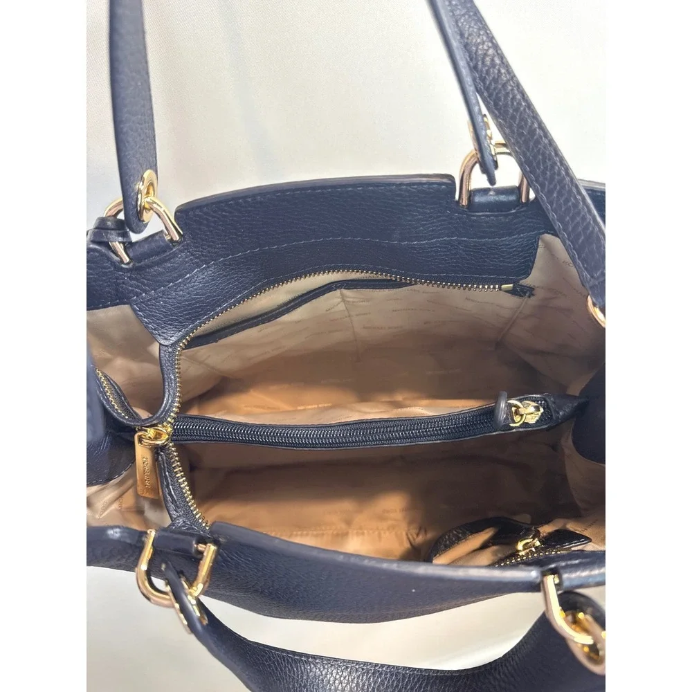 Michael Kors Annabelle Pebbled Leather Tote Crossbody Shoulder Bag Navy NWOT‎